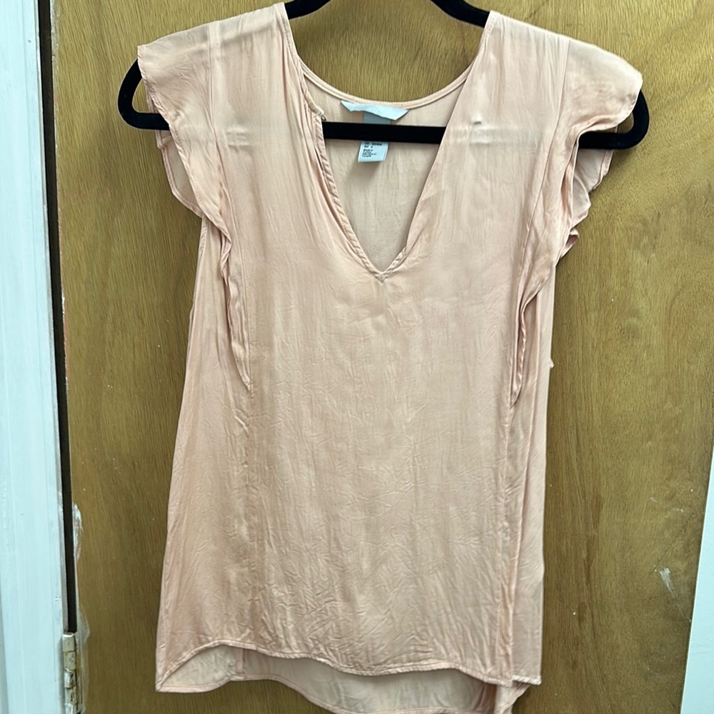 H&M Pink Asymmetrical Cap Sleeve Blouse